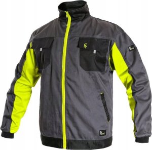 Work jacket PERSEUS, gray/yellow, size 46 1