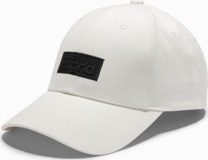 Męska czapka bejsbolówka z daszkiem i prostokątną naszywką  kremowa V2 OM-ACCS-0104 4