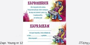 Zaproszenia Young Dziewczynka wzór nr 12 10szt EDUKAMP 1