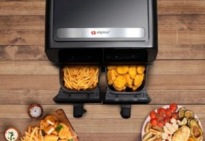 Frytkownica beztłuszczowa Alpina frytkownica beztłuszczowa 2x4 litry cyfrowy wyświetlacz Airfryer 5