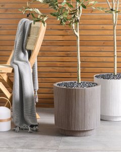 Doniczka okrągła  37 cm beżowoszara DARIA 3