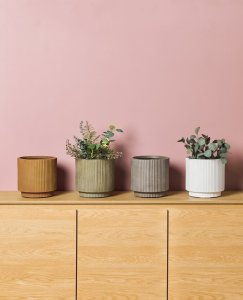 Beliani Doniczka  24 cm złamana biel DARIA 3