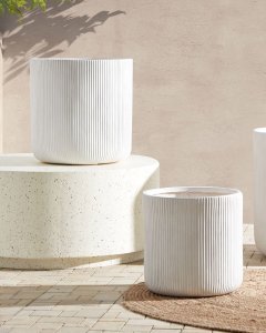 Doniczka okrągła  37 cm złamana biel OREOI 2