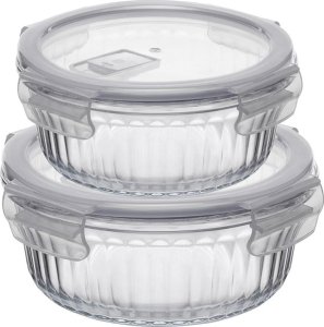 Pojemniki szklane ryflowane Florina Mariet lunchbox 960/650 ML żaroodporne hermetyczne 1