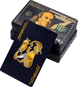 Karty Do Gry Towarzyskiej Eleganckie Banknot Dolar Czarne Talia 54 Karty LEAN TOYS 2