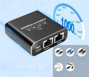 SPLITTER LAN 1x4 ADAPTER ROZDZIELACZ SWITCH 2xRJ45 ETHERNET 1000Mb GIGABIT one size 3
