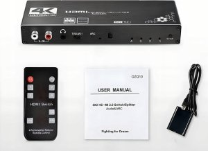 SPLITTER SWITCH HDMI 2.0 4x2 PRZEŁĄCZNIK 4 WEJŚĆ 2 WYJŚĆ ARC CINCH OPTYCZNE one size 7