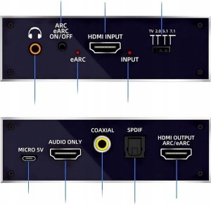 Ekstraktor HDMI 2.1 TOSLINK KONWERTER ATMOS 7.1 eARC HDCP 2.3 8K 4K 120Hz one size 4
