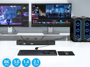 KVM Switch HDMI DP 2x2 KONSOLA PRZEŁĄCZNIK DISPLAYPORT 2 Monitory 4xUSB 3.0 one size 5