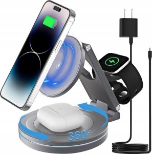 ŁADOWARKA INDUKCYJNA BEZPRZEWODOWA STACJA DOKUJĄCA 3w1 OBROTOWA 360 20W one size 1