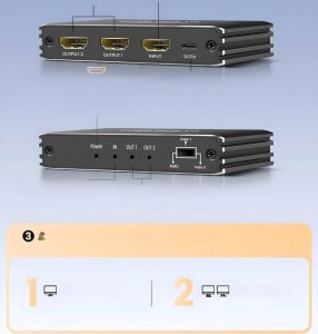 Pawonik SPLITTER HDMI 2.1 1x2 ROZDZIELACZ ULTRAHD HDCP 2.3 8K60HZ 4K 120HZ - 2 TV one size 7