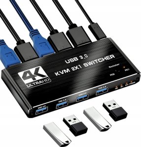 PRZEŁĄCZNIK KVM HDMI 2.0 4xUSB 3.0 SWITCH 4K/60HZ 2 KOMPUTERY - 1 MONITOR one size 1