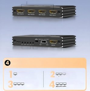 SPLITTER HDMI 2.1 1x4 ROZDZIELACZ ULTRAHD HDCP 2.3 8K60HZ 4K 120HZ - 4 TV one size 5