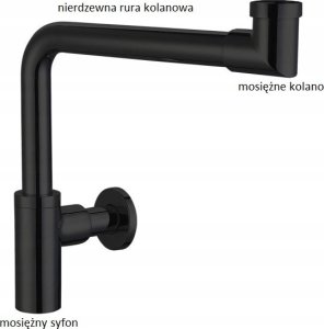 Syfon AKCES 22945 / Półsyfon umywalkowy / AXUS LUX FI 32 / Czarny mat / Korpus okrągły / Oszczędzający miejsce 6