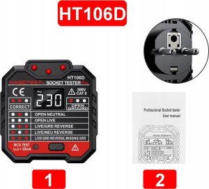 Habotest TESTER GNIAZD SIECIOWYCH MIERNIK ELEKTRYCZNY WYŚWIETLACZ LCD TEST RCD LED 11