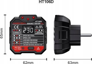 Habotest TESTER GNIAZD SIECIOWYCH MIERNIK ELEKTRYCZNY WYŚWIETLACZ LCD TEST RCD LED 10