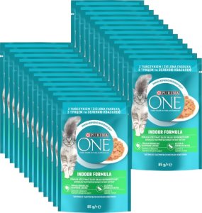 Purina One Indoor Formula Karma dla kotów z tuńczykiem i zielona fasolką 26x85 g 1