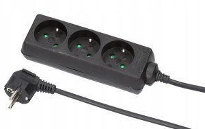 Plastrol PRZEDŁUŻACZ PS-370/3,0 E CZARNY 3G+0 3M 10A W-98177 6