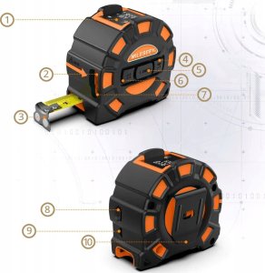 CYFROWY DALMIERZ LASEROWY MIARKA 5m DOKŁADNY MIERNIK ODLEGŁOŚCI ZASIĘG 40m 8