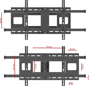 Dlugi 102cm Uchwyt do Telewizora 43-80 cali VX-530 Wieszak TV Extra Mocny 12