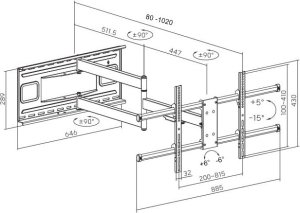 Dlugi 102cm Uchwyt do Telewizora 43-80 cali VX-530 Wieszak TV Extra Mocny 13