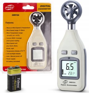 ANEMOMETR WIATROMIERZ POMIAR PRĘDKOŚCI POWIETRZA MIERNIK WIATRU TEMPERATURY 1