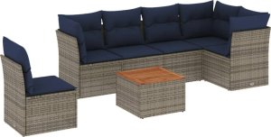 7-cz. zestaw wypoczynkowy do ogrodu, z poduszkami, szary 2