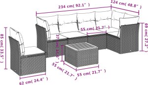 7-cz. zestaw wypoczynkowy do ogrodu, z poduszkami, szary 10