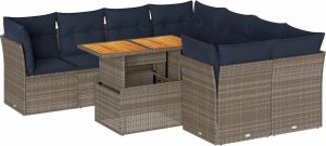 9-cz. zestaw mebli ogrodowych z poduszkami, szary, polirattan 2