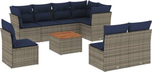 9-cz. zestaw wypoczynkowy do ogrodu, z poduszkami, szary 2