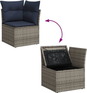 9-cz. zestaw wypoczynkowy do ogrodu, z poduszkami, szary 9