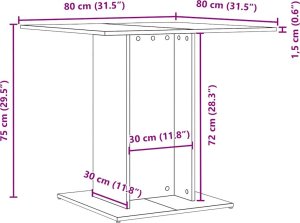 vidaXL Stół jadalny czarny dąb 80x80x75 cm drewno klejone 10
