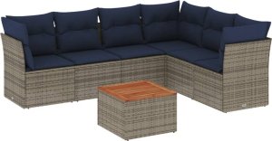 7-cz. zestaw wypoczynkowy do ogrodu, z poduszkami, szary 2