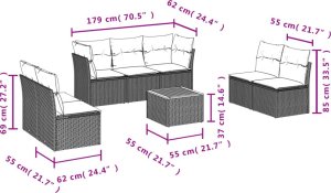 8-cz. zestaw wypoczynkowy do ogrodu, z poduszkami, szary 10