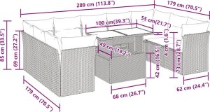 10-cz. zestaw mebli z poduszkami, szary, polirattan i akacja 12