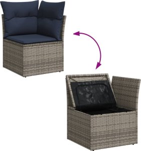 12-cz. zestaw mebli ogrodowych z poduszkami, szary, polirattan 9