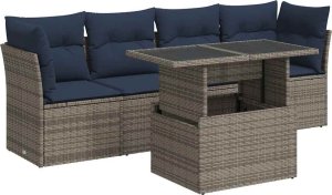 5-cz. zestaw wypoczynkowy do ogrodu, poduszki polirattan akacja 2