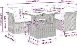 6-cz. zestaw mebli z poduszkami, szary, polirattan i akacja 12