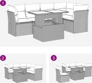 6-cz. zestaw mebli z poduszkami, szary, polirattan i akacja 9