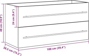 Szafka pod umywalkę, czarny dąb, 100x38,5x48 cm 12
