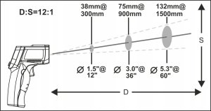 PIROMETR TERMOMETR LASEROWY BEZDOTYKOWY -50 +500C 14