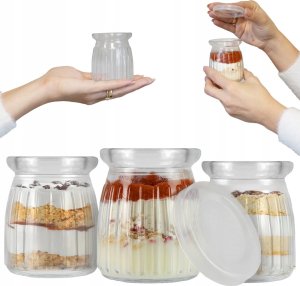 5x POJEMNIKI NA DESERY 150 ml Słoik SZKLANY w PRĄŻKI Na Deserki Do Deserów 1