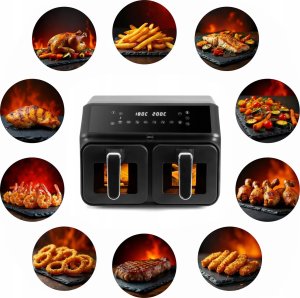 FRYTKOWNICA DWUKOMOROWA BEZTŁUSZCZOWA AIRFRYER Eldom FR210 DUŻA PODWÓJNA 9L 5