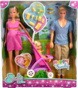 Simba 105733673 - Steffi Love Happy Family, Pregnant Doll, Kevin, Evi and Baby with 1