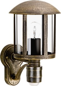 Albert sensor light 75W HV ms IP44 E27 brass BWM O200x350mm 1