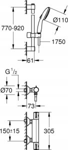 Grohe Grohtherm 800 thermostatic shower mixer 1/2 with shower 2