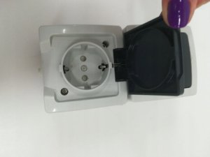 Kopp NAUTIC - On/off switch socket combination, vertical, color: gray 3