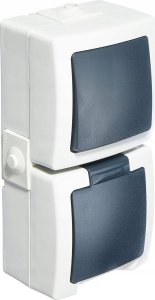 Kopp NAUTIC - On/off switch socket combination, vertical, color: gray 4