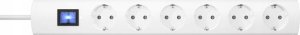 Kopp UNOversal PLUS 6-fold, switch, increased contact protection, 90deg turned pots, pot spacing 52mm, 1.4m supply cable 1