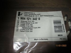 Bosch Thermotechnik Bosch Security T 2.5 A Pieces, Junkers, 19045213420 10 x fuses, color may vary 2